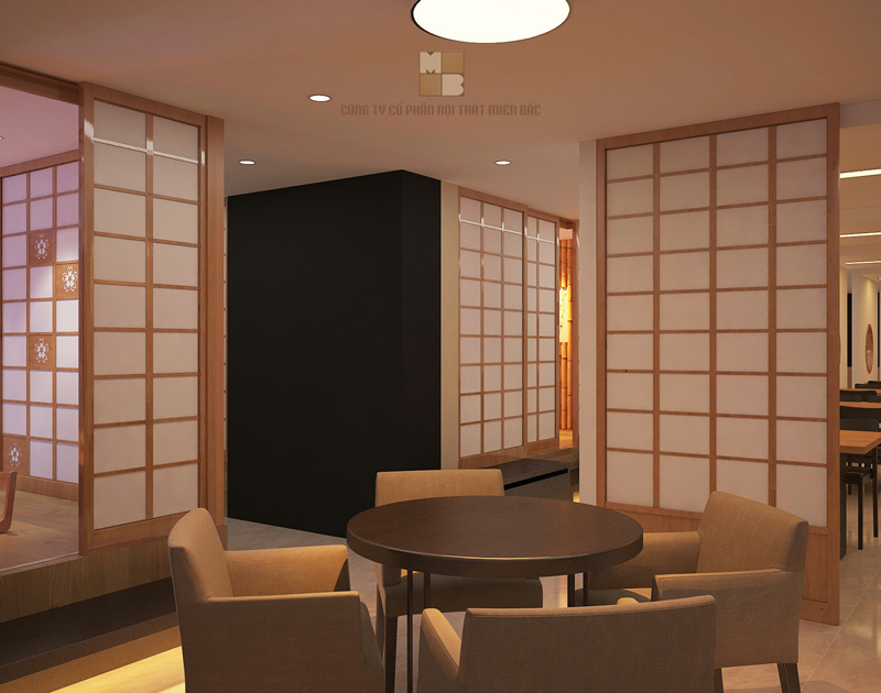 Thiết kế nội thất nhà hàng Nhật Haru - Không gian phòng ăn chung - H3